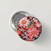 Oude botanische bloeiende bloementuin ronde button 3,2 cm (Voorkant /achterkant)