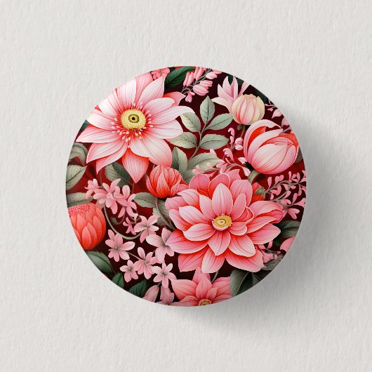 Oude botanische bloeiende bloementuin ronde button 3,2 cm (Voorkant)