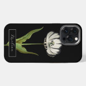 Oude botanische bloem zwart en wit iPhone hoesje (Achterkant horizontaal)
