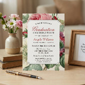 Oude botanische bloemen einbaldiploma-feestje kaart