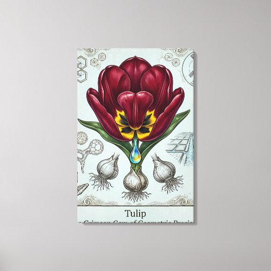 Oude Botanische Bloemmotief Canvasprint Canvas Afdruk (Voorkant)
