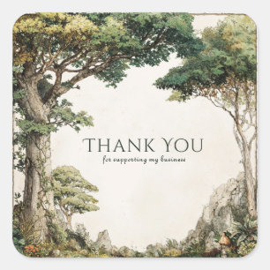 Oude botanische bos boom rustieke wildernis vierkante sticker