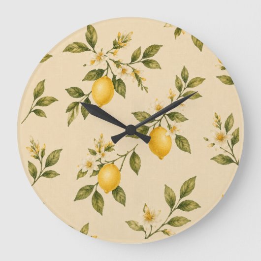Oude botanische citroenbloesem wandklok (Voorkant)