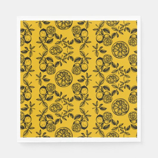 Oude botanische citrusfruit afdruk servet (Voorkant)