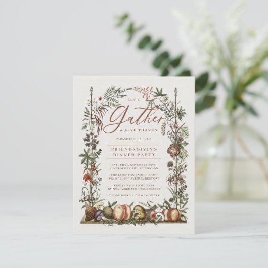 Oude botanische en paddenstoelen Friendsgiving Kaart (Staand voorkant)