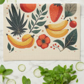 Oude botanische fruit oogst volkskunst theedoek (Gevouwen)