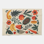Oude botanische fruit oogst volkskunst theedoek (Horizontaal)