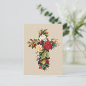 Oude botanische kruis van rozen religieuze kunst briefkaart (Staand voorkant)