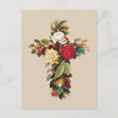 Oude botanische kruis van rozen religieuze kunst briefkaart (Voorkant)