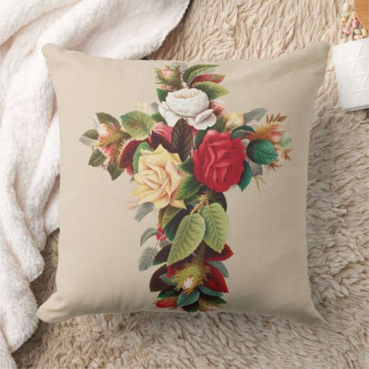 Oude botanische kruis van rozen religieuze kunst kussen (Deken)
