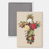 Oude botanische kruis van rozen religieuze kunst magneet (Voorkant / Achterkant)