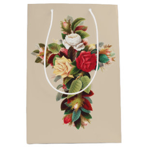 Oude botanische kruis van rozen religieuze kunst medium cadeauzakje