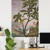 Oude botanische kunst Spurge Laurel Poster (Thuiskantoor)