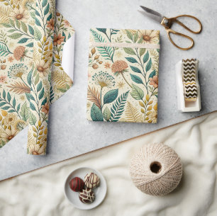 Oude botanische margriet- en bladpatroon cadeaupapier
