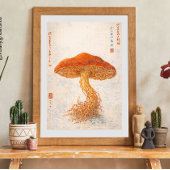 Oude botanische paddenstoelillustratie, Japans Poster