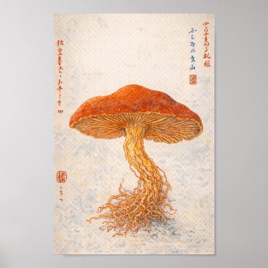 Oude botanische paddenstoelillustratie, Japans Poster (Voorkant)