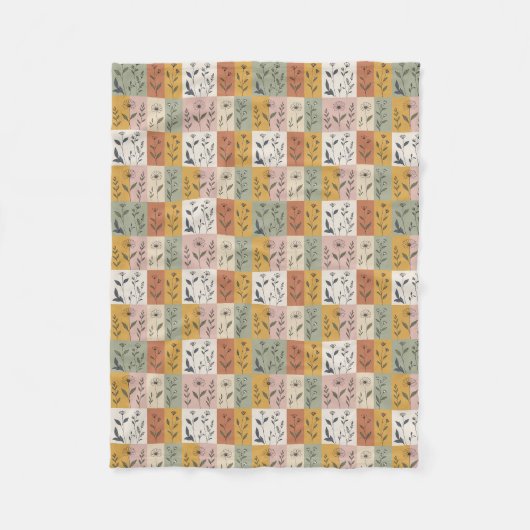 Oude botanische patchwork bloemetjesdeken fleece deken (Voorkant)