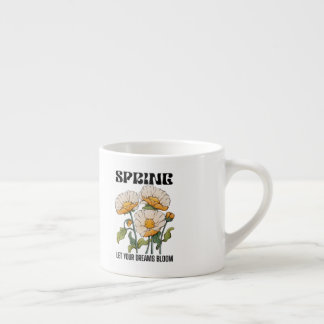 Oude botanische print met een wilde bloem lente espresso kop