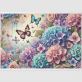 Oude botanische rozen vlinders decoupage tissuepapier (Voorkant)