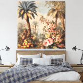 Oude botanische scène met palmen canvas afdruk (Insitu (Slaapkamer))