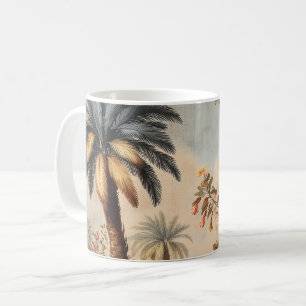 Oude botanische scène met palmen koffiemok