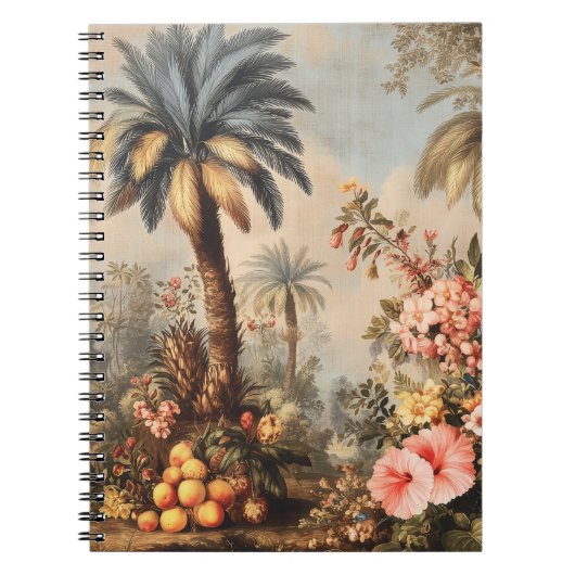 Oude botanische scène met palmen notitieboek (Voorkant)