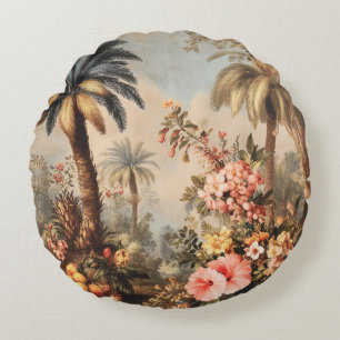 Oude botanische scène met palmen rond kussen