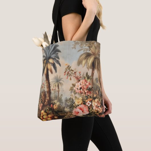 Oude botanische scène met palmen tote bag (Dichtbij)