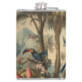 Oude botanische scène van toekans en bloemen heupfles (Achterkant)