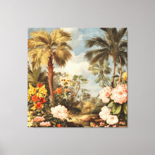 Oude botanische tropische palmen canvas afdruk