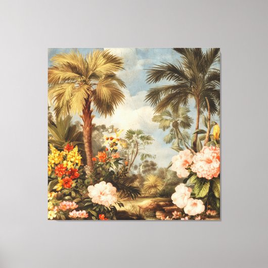 Oude botanische tropische palmen canvas afdruk (Voorkant)