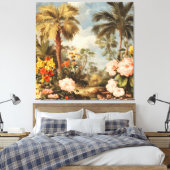 Oude botanische tropische palmen canvas afdruk (Insitu (Slaapkamer))