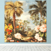 Oude botanische tropische palmen canvas afdruk (Insitu (Houten vloer))