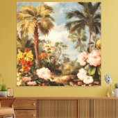 Oude botanische tropische palmen canvas afdruk (Insitu (Woonkamer))