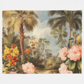 Oude botanische tropische palmen fleece deken (Voorkant (Horizontaal))