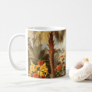 Oude botanische tropische palmen koffiemok
