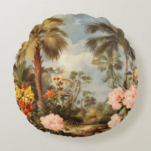 Oude botanische tropische palmen rond kussen