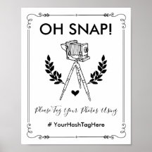 Oude botanische trouw Hashtag Selfie