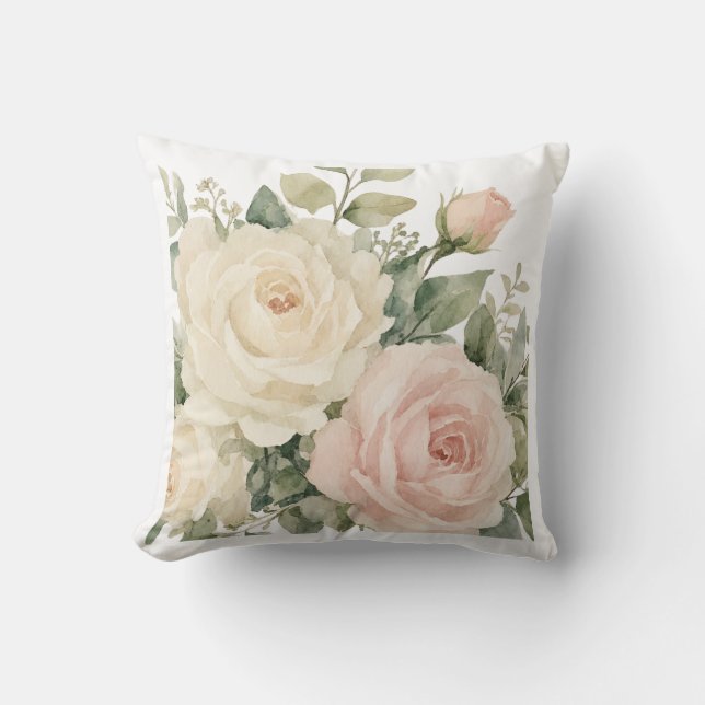 Oude botanische tuurrozen en vlinders throw kussen (Voorkant)