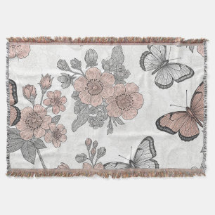Oude botanische vlinder toile-patroon (2) deken