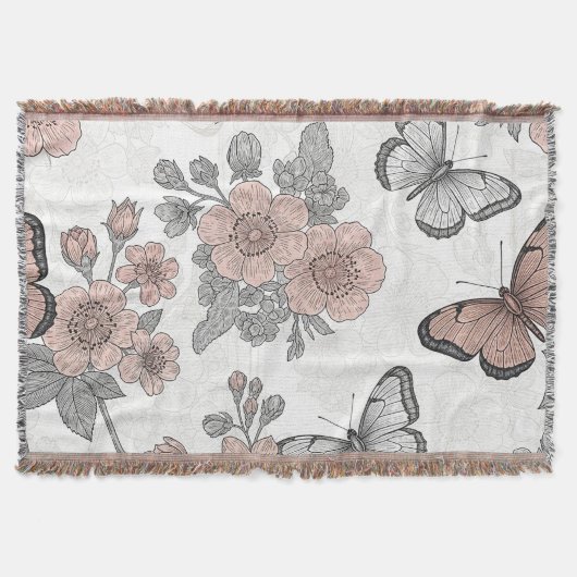 Oude botanische vlinder toile-patroon (2) deken (Voorkant)