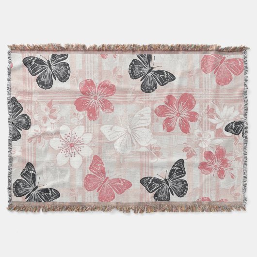 Oude botanische vlinder toile-patroon (3) deken (Voorkant)