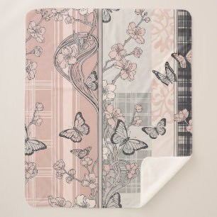 Oude botanische vlinder toile-patroon (4) sherpa deken
