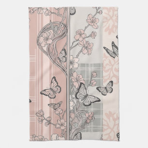 Oude botanische vlinder toile patroon (4) theedoek