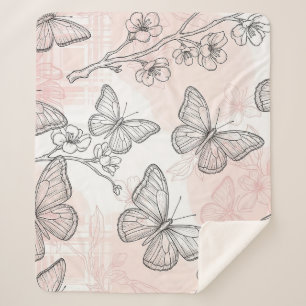 Oude botanische vlinder toile-patroon (6) sherpa deken