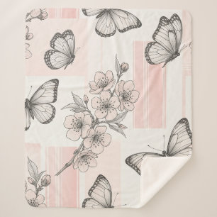 Oude botanische vlinder toile patroon (9) sherpa deken