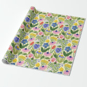 Oude botanische wilde bloem cadeaupapier (Uitgerold)