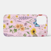 Oude botanische wilde bloem- en vlinderpatroon Case-Mate iPhone case (Achterkant (horizontaal))