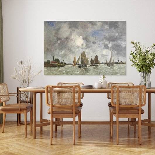 Oude boten op de Maas landschapsschilderij Poster