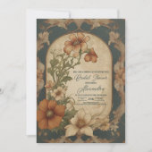 Oude Bougainvillea Art Nouveau Bruidsdiner Kaart (Voorkant)